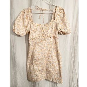 Topshop Floral Puff Sleeve Dress